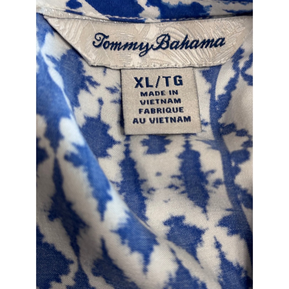 Tommy Bahama Blue White Geometric Tiered High-Low Maxi Dress Pockets XL SW621721 - Picture 6 of 9